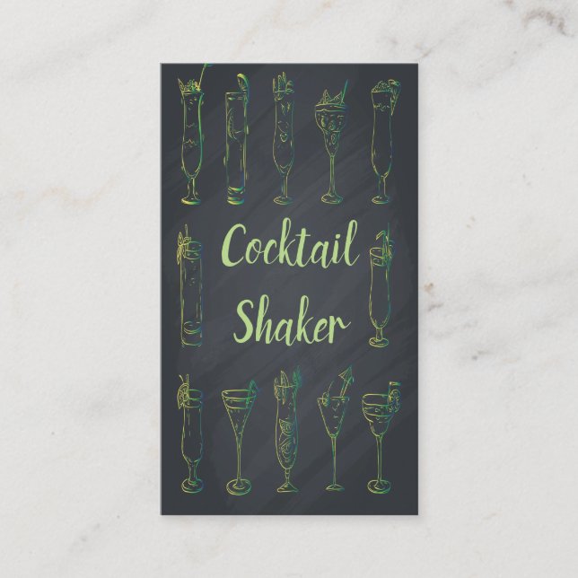 Cocktail Chalkboard Barkeeper Business Card Nebel Visitenkarte (Vorderseite)