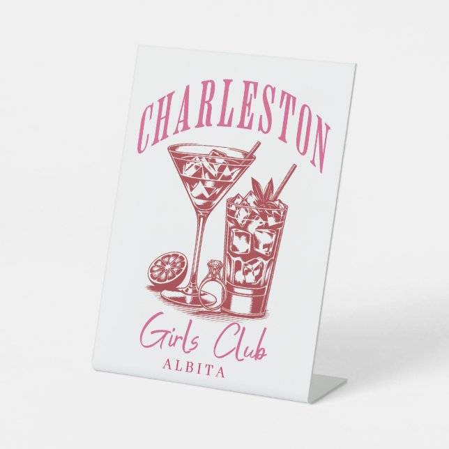 Cocktail Charleston Junggeselinnen-Abschied Sockelschild (Vorderseite)
