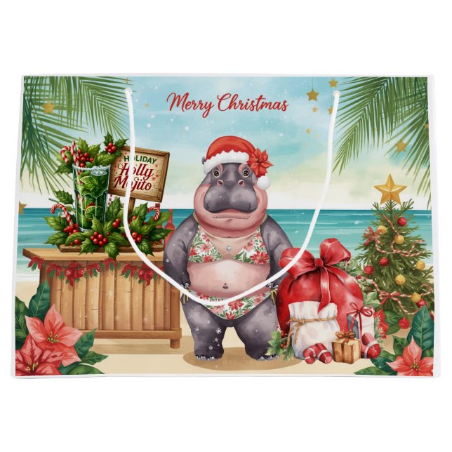 Cocktail Christmas Party for Hippo lovers  Große Geschenktüte (Vorderseite)
