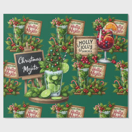 Cocktail Christmas Party with Drinks on Green Geschenkpapier