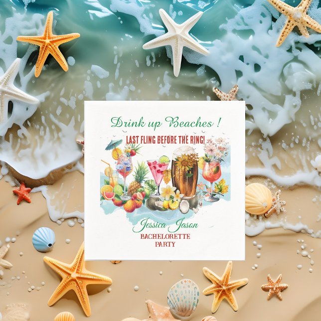 Cocktail Cocktail Cocktail Fruit Junggeselinnen-Ab Serviette (Drink Up Beaches Cocktail Fruit Bachelorette Party Napkins)