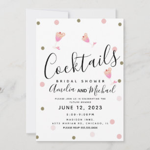 Cocktail Confetti Rosa Bridal Dusche Einladung