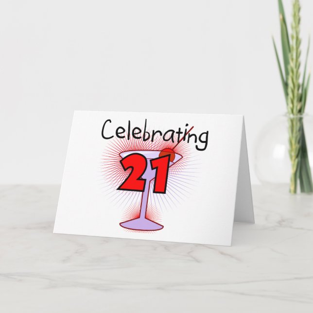 Cocktail, das 21 T-Shirts und Geschenke feiert Karte (Vorderseite)