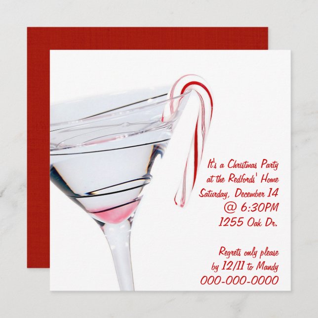 Cocktail de Noël Invitation (Devant / Derrière)