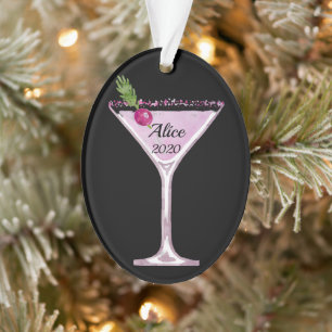 Cocktail de Noël rose personnalisé