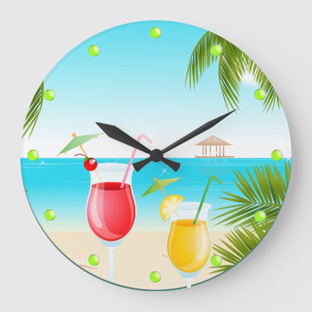 Cocktail de plage tropical Horloge ronde (Recto)
