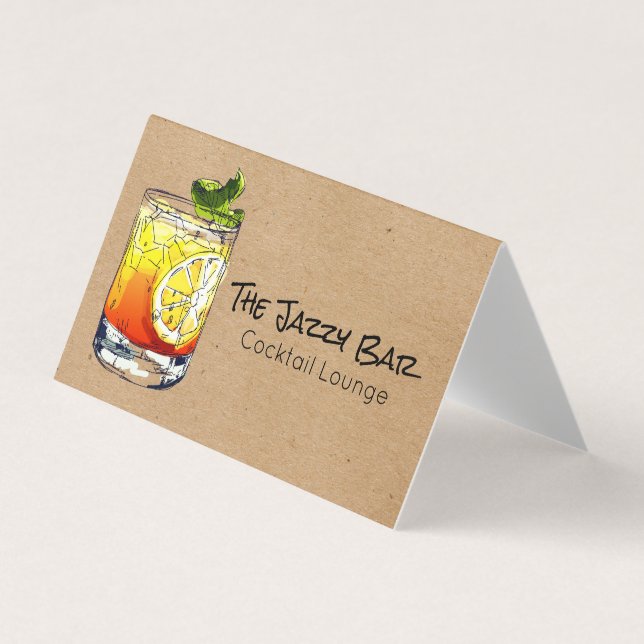 Cocktail Drink Illustration | Lounge Bar Visitenkarten (Vorderseite)