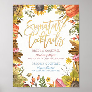 Cocktail Drink Menü "Signature Hochzeit im Herbst" Poster