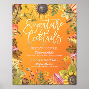 Cocktail Drink Menü "Signature Hochzeit im Herbst" Poster