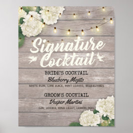 Cocktail Drink Menu Wood Blume für Hochzeiten Poster