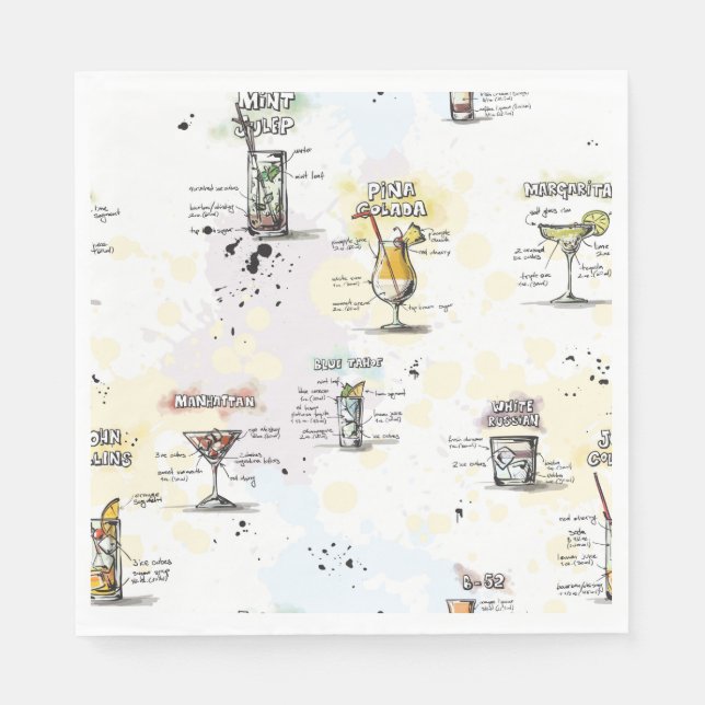 Cocktail Drink Rezept Design Serviette (Vorderseite)