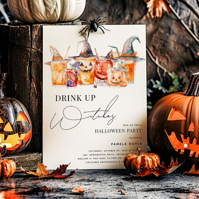 Cocktail "Drink up Hexen" Erwachsenes Halloween-Pa Einladung (Von Creator hochgeladen)