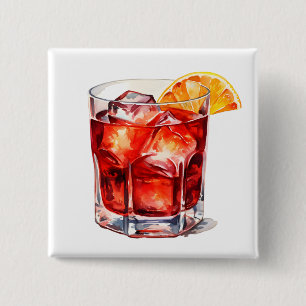 Cocktail Drink: Watercolor Manhattan Button
