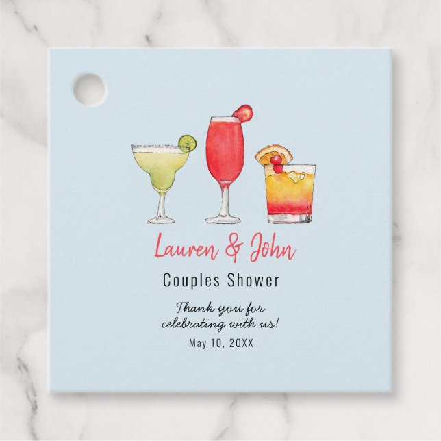 Cocktail Drinks Paare Dusche Danke Geschenkanhänger (Vorderseite)