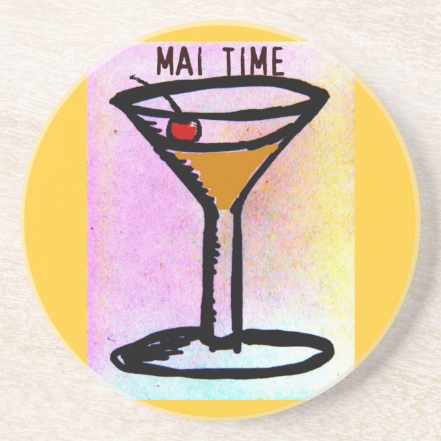 COCKTAIL-DRUCK MAI-ZEIT-MAI TAI SANDSTEIN UNTERSETZER (Vorne)