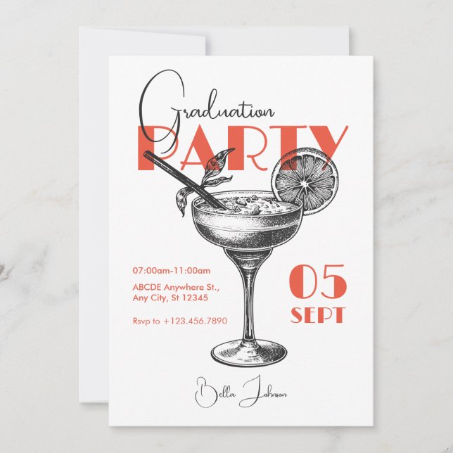 Cocktail du Graduation Party Invitation (Devant)