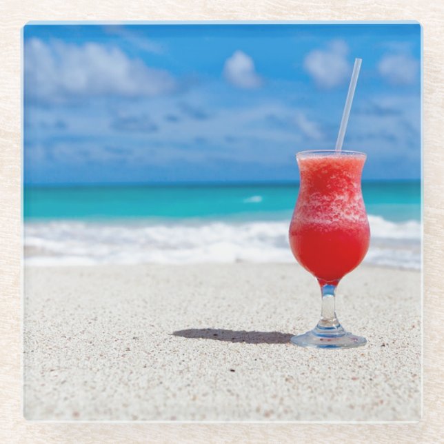 Cocktail durch das Meer Glasuntersetzer (Vorderseite)