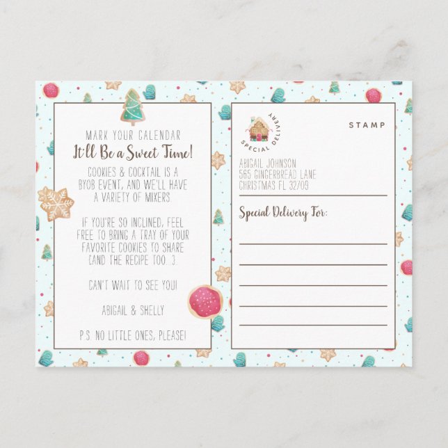 Cocktail fêtes Noël Cookies Budget Invitation (Dos)