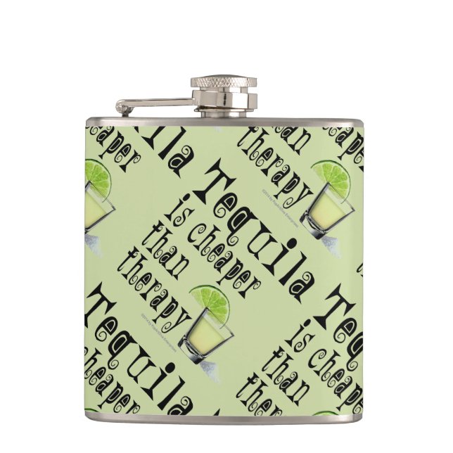 COCKTAIL-FLASCHE - TEQUILA, BILLIGER ALS THERAPIE FLACHMANN (Vorderseite)