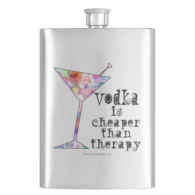 COCKTAIL FLASKS, VODKA IST SCHÄTZLICH ALS THERAPIE FLACHMANN (Vorderseite)