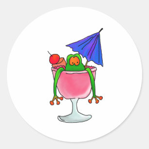 Cocktail Frosch Runder Aufkleber