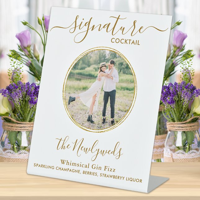 Cocktail für Hochzeiten Gold Custom Foto Bar Sockelschild (Von Creator hochgeladen)