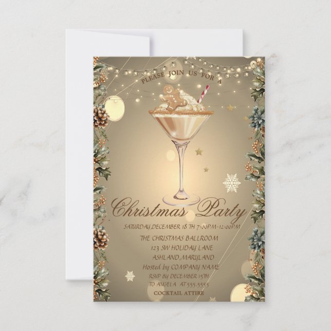 Cocktail Gingerbrot Branchen Weihnachtsfirma Einladung (Vorderseite)