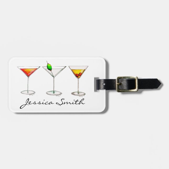 Cocktail Glass Mixed Drink Martini Cosmo Manhattan Gepäckanhänger (Vorderseite horizontal)