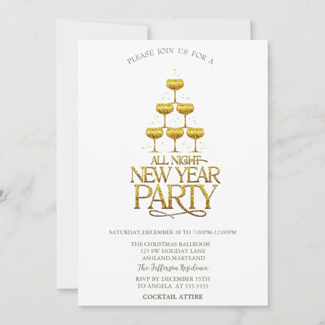 Cocktail Glass Stars Weihnachtsgesellschaft Einladung (Vorderseite)