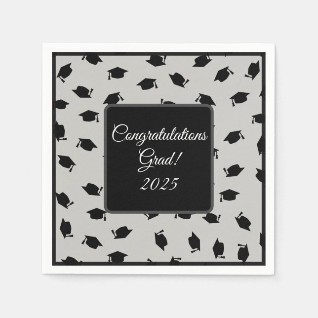 Cocktail Größe Graduation Cap Napkins Serviette (Vorderseite)