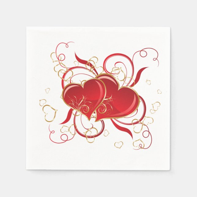Cocktail Größe Papier Napkins-Valentine Herz Serviette (Vorderseite)
