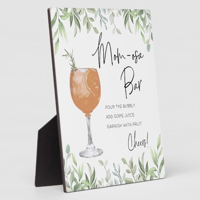 Cocktail Grüne Momosa Baby Dusche Bar-Zeichen Fotoplatte (Seite)