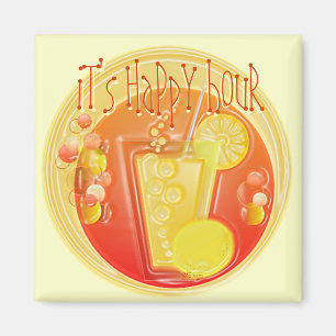 Cocktail Happy Hour 3D (jaune) Magnet