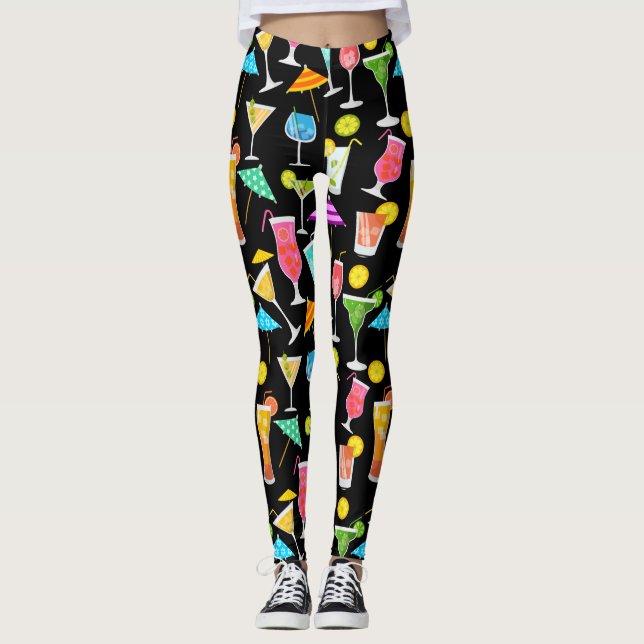 Cocktail Happy Hour Party Time Pattern Leggings (Vorderseite)
