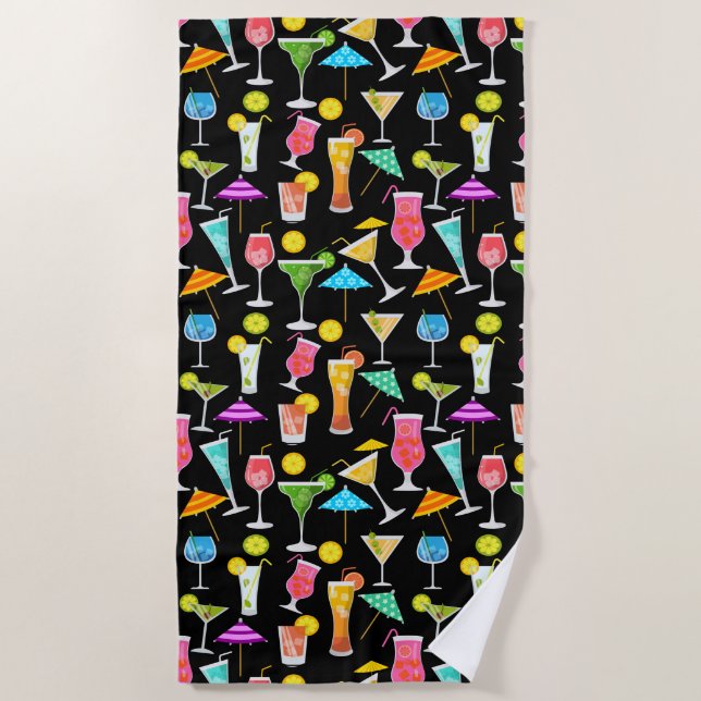 Cocktail Happy Hour Party Time Pattern Strandtuch (Vorderseite)