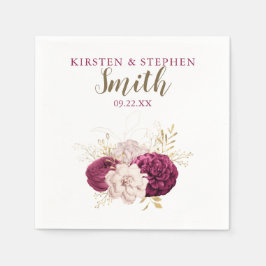 Cocktail-Hochzeit in Burgund & Gold Serviette