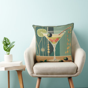 Cocktail Hour Martini Design Mitte des Jahrhundert Kissen