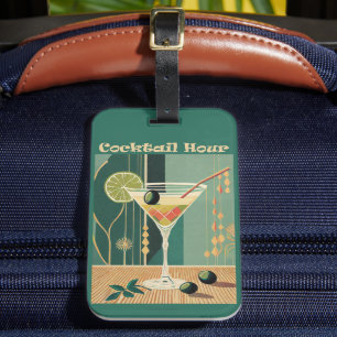 Cocktail Hour Mitte Jahrhundert Modernes Martini Gepäckanhänger