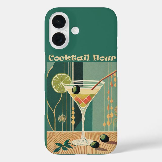 Cocktail Hour Mitte Jahrhundert Modernes Martini iPhone 16 Hülle (Rückseite)
