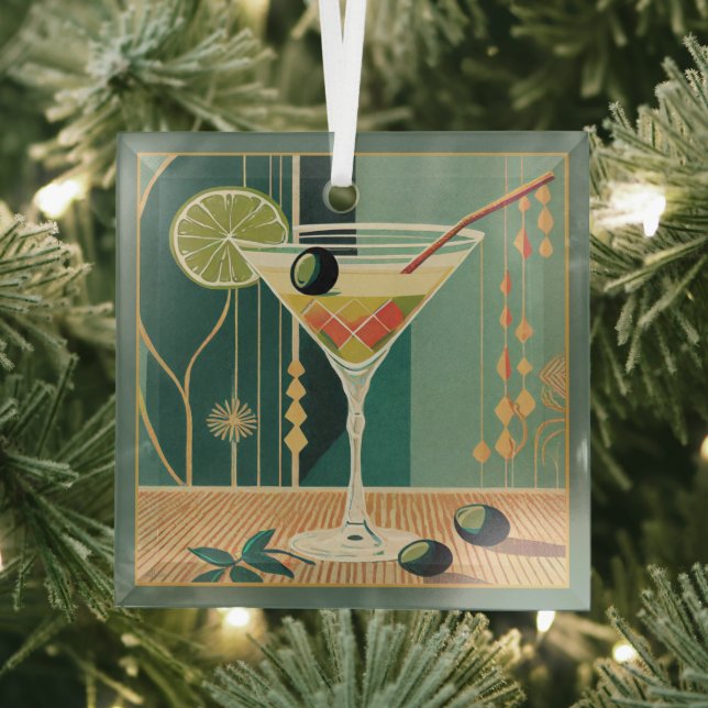Cocktail Hour Mitte Jahrhundert Modernes Martini Ornament Aus Glas (Insitu)