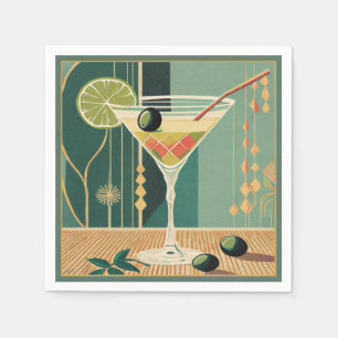 Cocktail Hour Mitte Jahrhundert Modernes Martini Serviette