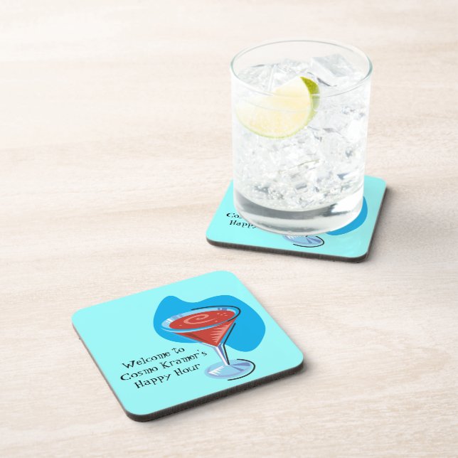 Cocktail Hour_Retro-Stil Cosmo-Glas personalisiert Untersetzer (Rechte Seite)