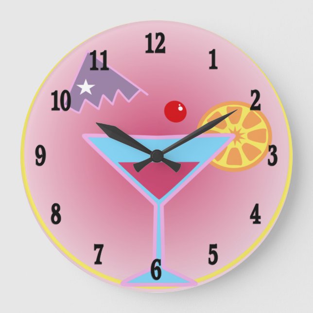 Cocktail Hour Wall Clock Große Wanduhr (Vorderseite)