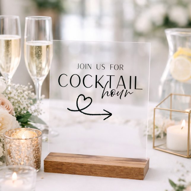 Cocktail Hour Wedding Sign Printable – Elegant  Acrylschild (Von Creator hochgeladen)