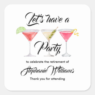 Cocktail im Sommer Party für Frauen in der Rente Quadratischer Aufkleber