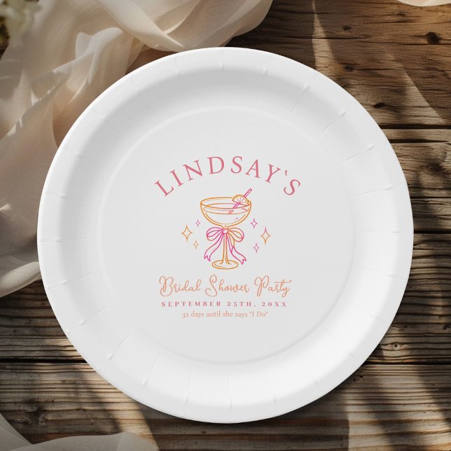 Cocktail-Junggesellinnenabschied Pappteller (Coctail Bridal Shower Paper Plates)