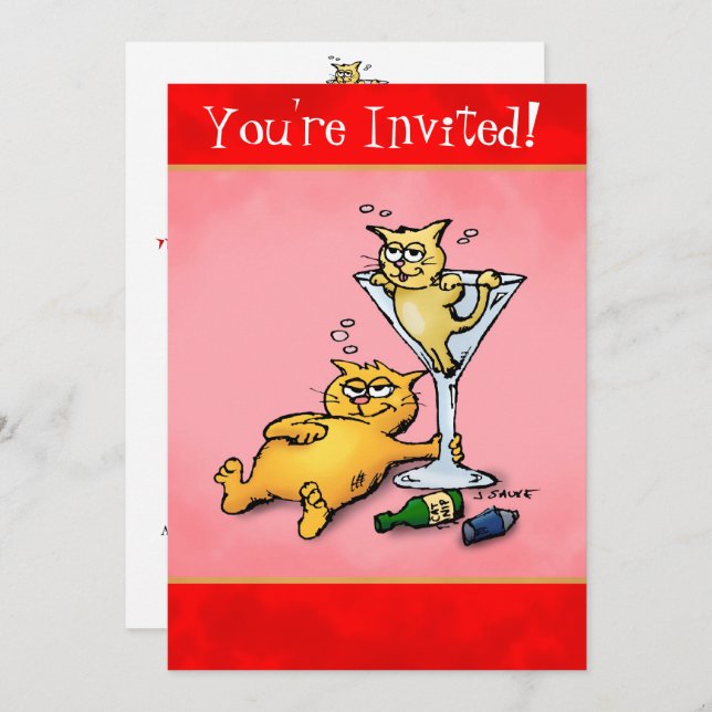 Cocktail Kittens Fête Invitation (Devant / Derrière)