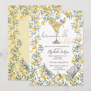Cocktail Lemons Peacock Brunch Blase Einladung
