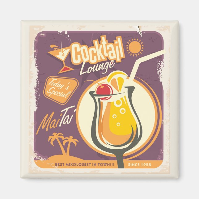 Cocktail Lounge Poster Magnet (Vorne)