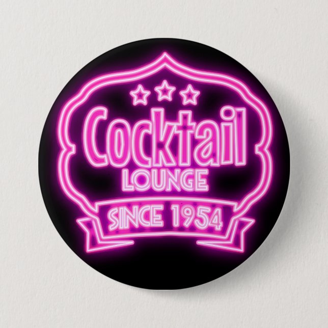 Cocktail Lounge Retro Vintages Neon Schild Bar Button (Vorderseite)